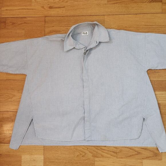 FLAW Planet by Lauren G Shirt One Size Womens Oversized Stripe Lagenlook Top - Picture 2 of 16